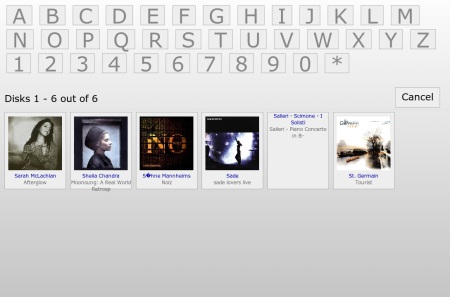 Screenshot: Auswahl von CDs